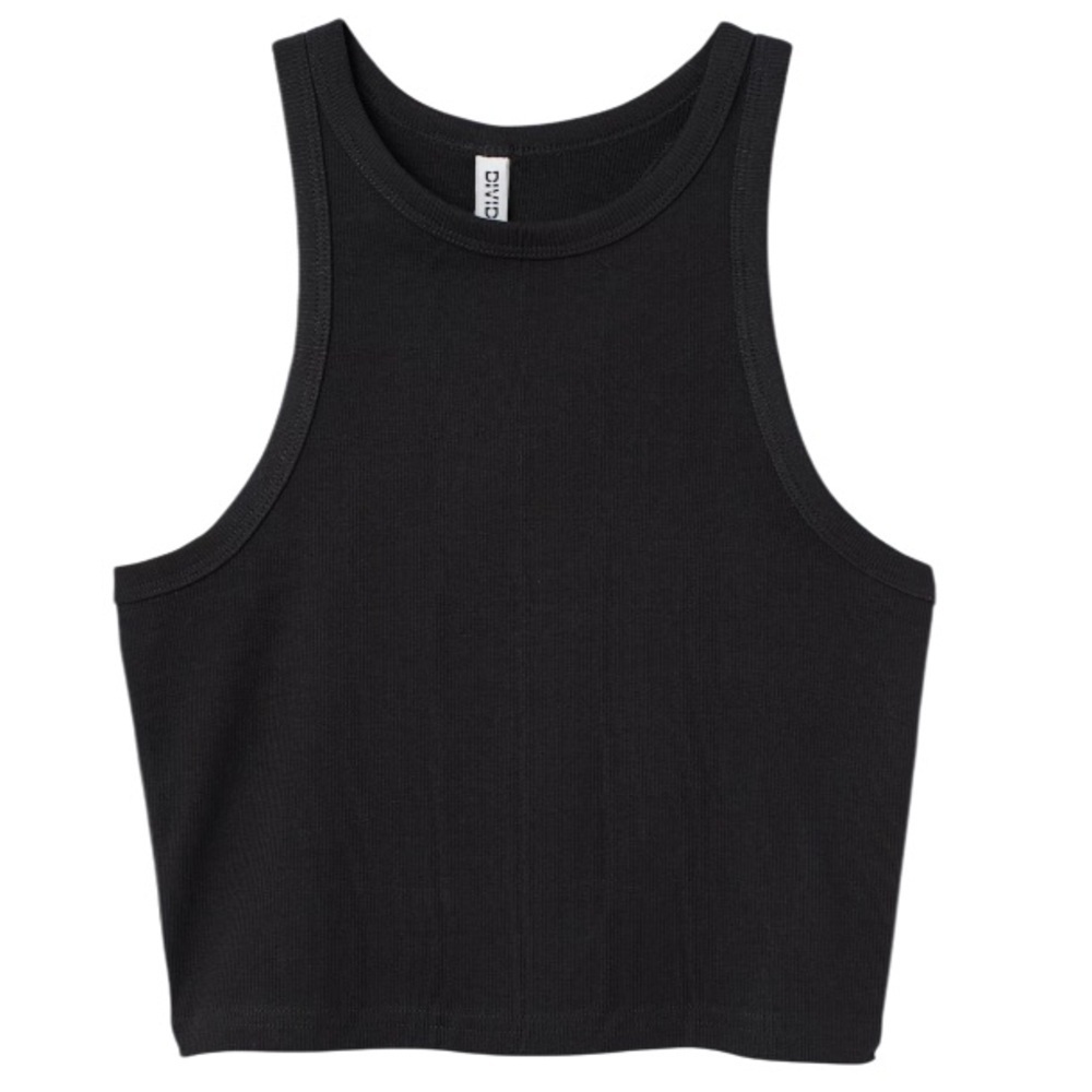 H&M Ribbed Racerback Tank Top Cropped Stretch Knit Basic Summer Base Size Medium - Picture 2 of 9